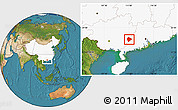 Satellite Location Map of Cenxi, highlighted country