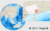 Shaded Relief Location Map of Cenxi, highlighted parent region