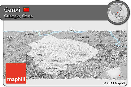 Gray Panoramic Map of Cenxi