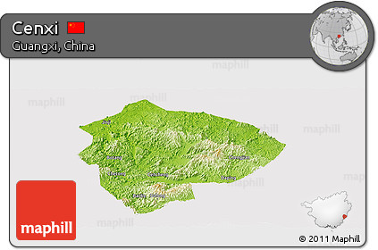 Physical Panoramic Map of Cenxi, cropped outside
