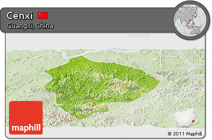 Physical Panoramic Map of Cenxi, lighten