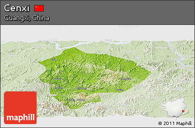 Physical Panoramic Map of Cenxi, lighten