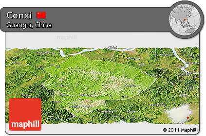 Physical Panoramic Map of Cenxi, satellite outside