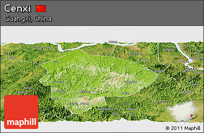 Physical Panoramic Map of Cenxi, satellite outside