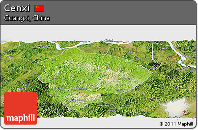 Physical Panoramic Map of Cenxi, satellite outside