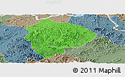 Political Panoramic Map of Cenxi, semi-desaturated