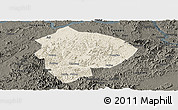 Shaded Relief Panoramic Map of Cenxi, darken