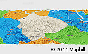 Shaded Relief Panoramic Map of Cenxi, political outside