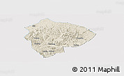 Shaded Relief Panoramic Map of Cenxi, single color outside
