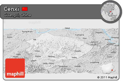 Silver Style Panoramic Map of Cenxi