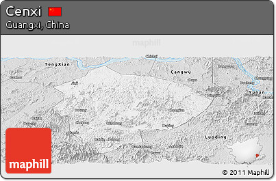 Silver Style Panoramic Map of Cenxi