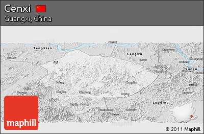 Silver Style Panoramic Map of Cenxi