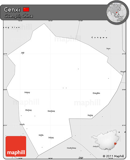 Silver Style Simple Map of Cenxi