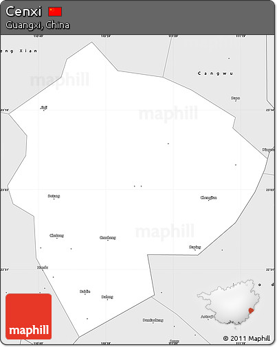 Silver Style Simple Map of Cenxi