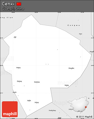 Silver Style Simple Map of Cenxi