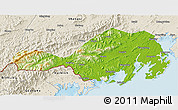 Physical 3D Map of Fangcheng, shaded relief outside