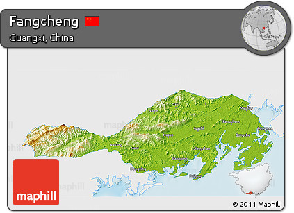 Physical 3D Map of Fangcheng, single color outside