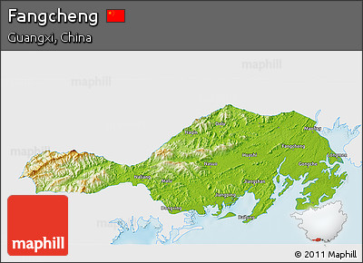 Physical 3D Map of Fangcheng, single color outside