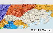 Shaded Relief 3D Map of Fangcheng, political outside