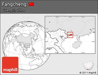 Blank Location Map of Fangcheng, highlighted country