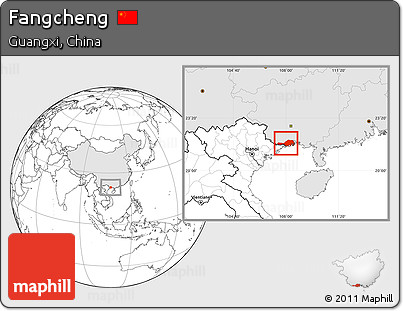 Blank Location Map of Fangcheng, highlighted country