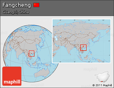 Gray Location Map of Fangcheng, within the entire country