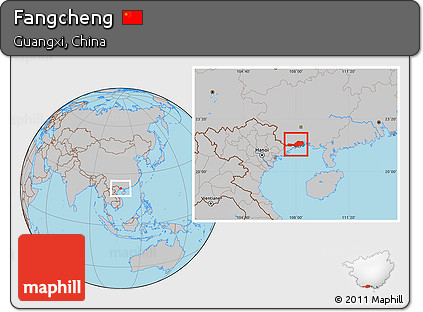 Gray Location Map of Fangcheng