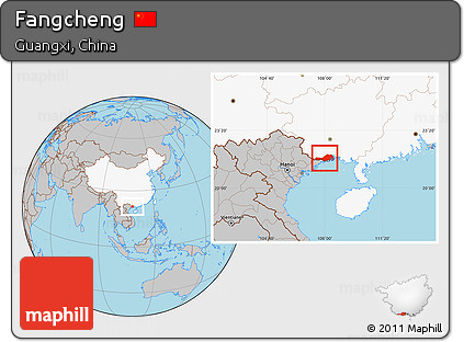 Gray Location Map of Fangcheng, highlighted country