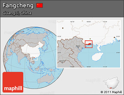 Gray Location Map of Fangcheng, highlighted country