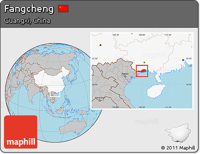 Gray Location Map of Fangcheng, highlighted country