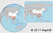 Gray Location Map of Fangcheng, highlighted country, highlighted parent region, within the entire country