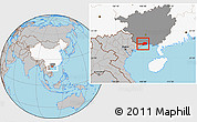 Gray Location Map of Fangcheng, highlighted country, highlighted parent region