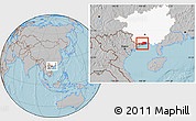 Gray Location Map of Fangcheng, highlighted parent region, hill shading