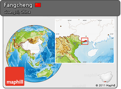 Physical Location Map of Fangcheng, highlighted country