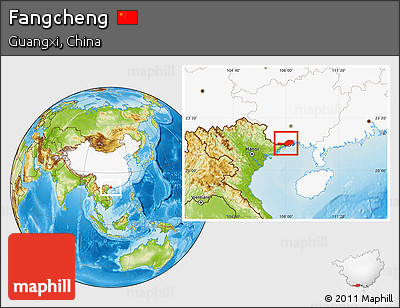 Physical Location Map of Fangcheng, highlighted country
