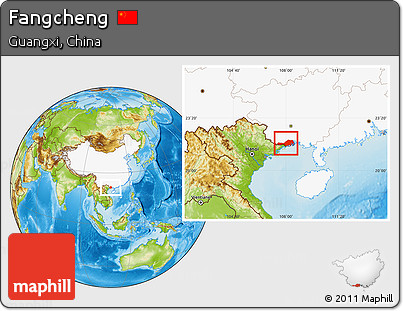 Physical Location Map of Fangcheng, highlighted country