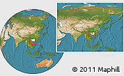Satellite Location Map of Fangcheng, highlighted parent region, within the entire country