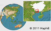 Satellite Location Map of Fangcheng, highlighted parent region
