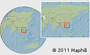 Savanna Style Location Map of Fangcheng, within the entire country, hill shading