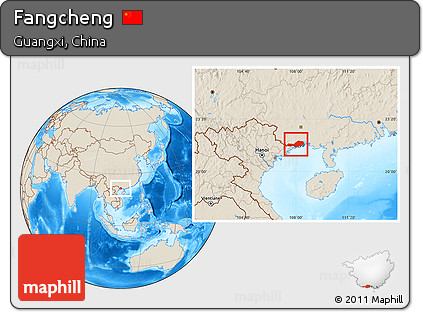 Shaded Relief Location Map of Fangcheng
