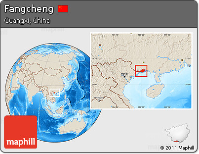 Shaded Relief Location Map of Fangcheng
