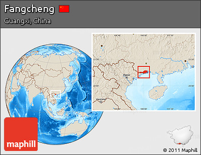 Shaded Relief Location Map of Fangcheng