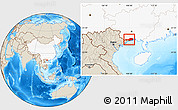 Shaded Relief Location Map of Fangcheng, highlighted country