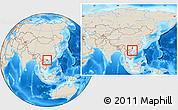Shaded Relief Location Map of Fangcheng, highlighted parent region, within the entire country