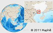Shaded Relief Location Map of Fangcheng, highlighted parent region