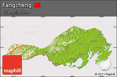 Physical Map of Fangcheng, cropped outside