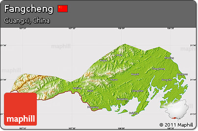 Physical Map of Fangcheng, cropped outside
