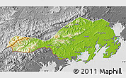 Physical Map of Fangcheng, desaturated