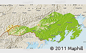 Physical Map of Fangcheng, shaded relief outside
