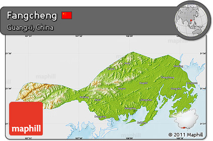 Physical Map of Fangcheng, single color outside
